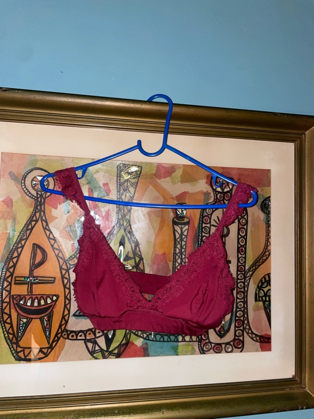 Lace-Trim Bralette in Deep Wine